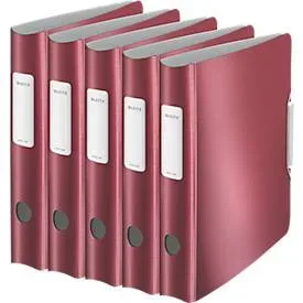 LEITZ® Ordner Active Style, DIN A4, Rückenbreite 65 mm, 5 Stück, granat rot