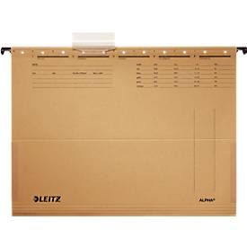 Leitz ALPHA Hängetaschen 1916 A4 V-Base 15 mm 250 g/m² Naturbraun 100% Recycelter Natron-Karton 10 Stück