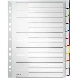Leitz Blanko Register DIN A4 Überbreite Grau Mehrfarbig, Weiß 10-teilig PP (Polypropylen) 11 Löcher 4370