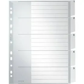 LEITZ Kunstoffregister mit Fenstertaben, DIN A4, 5 Blatt, Nr.1271