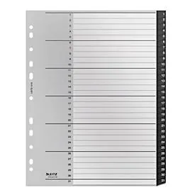 Leitz Recycle Register 1218 DIN A4 Maxi CO2 Neutral Schwarz 31-teilig 11 Löcher 90% Recycelter Kunststoff 1 bis 31