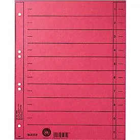 LEITZ® Trennblätter, DIN A4, Zahlen, 100 Stück, rot