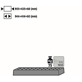 Lochblecheinsatz Standard für asecos Sicherheitsschränke der UB90 und UB30 Serie, Stahlblech, lichtgrau, B 955 x T 425 x H 60 mm, bis 75 kg