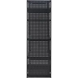 Lochblechwand für Grundregal/Anbauregal ORDO Business, multifunktional, Quadratlochung 10-38 mm, magnethaftend, B 500 x H 2000 mm, Stahl, tiefschwarz matt RAL 9005