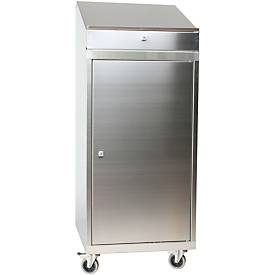 Reinsch Stehpult aus Edelstahl, 2 Fachböden, 1 Schublade, HxBxT 1.340 x 500 x 500 mm, Rollen