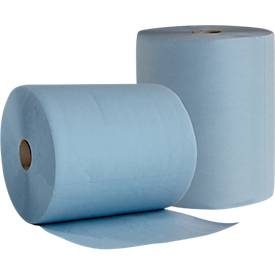 Putzpapier BASIC-LINE, 3-lagig, volumengeprägt & zwischenblattverleimt, Tuchgrösse ca. 380 x 360 mm, blau, 2 Rollen mit jeweils 500 Tüchern