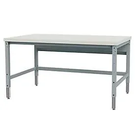 Packtisch Bedrunka+Hirth Komfort, Grundtisch, per Klemme höhenverstellbar, bis 200 kg, MDF-HPL-Arbeitsplatte, B 2000 x T 750 mm
