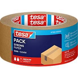 Packband tesapack® Paper ecoLogo®, aus Papier, 50 m x 50 mm, Stärke 107 µ, 6 Rollen