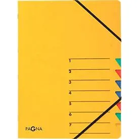 PAGNA Dokumentenmappe Easy, DIN A4, Gummizugverschluss, 7-teilig, gelb