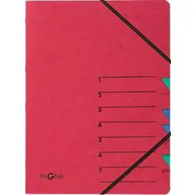PAGNA Dokumentenmappe Easy, DIN A4, Gummizugverschluss, 7-teilig, rot