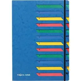 PAGNA Ordnungsmappe DIN A4 Blanko Pressspan 12-teilig Blau 2414102 12-teilig 23 (B) x 1 (T) x 32 (H) cm