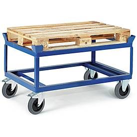 Paletten-Fahrgestell, mit verschweisster erhöhter Ladefläche, Elastik-Vollgummireifen, 1230 x 830 mm