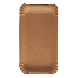 Pappteller Papstar Pure, Einweg, eckig, 110 x 175 mm, lebensmittelecht, FSC®-zertifiziert & kompostierbar, braun, 4 x 250 Stück