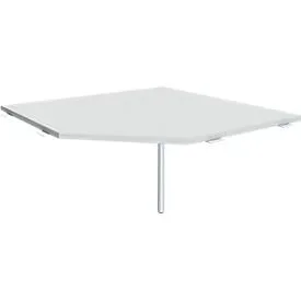 PC-Arbeitsplatte ALICANTE, B 1225 x T 1225 mm, mit Stützfuss, höhenverstellbar, lichtgrau