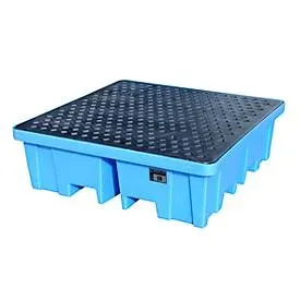 PE-Auffangwanne WPA-PE 2/4, blau, Kapazität 4 x 200 L, unterfahrbar
