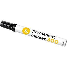 Permanentmarker S. 300, Rundspitze, Strichbreite 1,5-3 mm, wasserfest, offen lagerfähig, Aluminium & Kunststoff, schwarz, 1 Stück