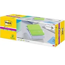 Post-It - POST-IT Super Sticky Dispenser 76x76mm PRO-W12N 5 Farben 12x90 Blatt, 76x76mm