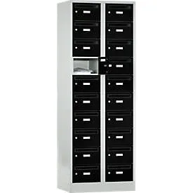 Postverteilerschrank, mit Einwurfschlitz, 2 Abteile, Sicherheitszylinderschloss, tiefschwarz