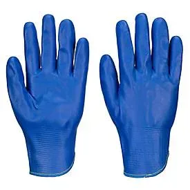 Portwest Schutzhandschuh FD Grip 15, Stulpenhandschuh, lebensmittelecht, atmungsaktiv, Nitrilschaum/Gummi/Nylon, blau, M, 1 Paar