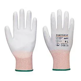Portwest Schutzhandschuh LR13 ESD PU, Schnittschutz-Level B, ESD-leitfähig, Touchscreen-fähig, Kohlefaser/Polyester/PU, L, grau-weiss, 12 Paar