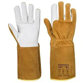 Portwest Schweisser-Handschuh TIG Ultra, Leder/Elasthan/Aramid, braun, XXL, 1 Paar