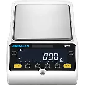 Präzisionswaage ae ADAM Luna LBB 6001e, ungeeicht, externe Kalibrierung, Ablesbarkeit 0,1 g/Wägebereich bis 6 kg, RS-232/USB, LC-Display