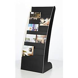 Prospektständer Paperflow COURBO, Kunststoff, DIN A3 plus, 8 Fächer, schwarz-weisses Design