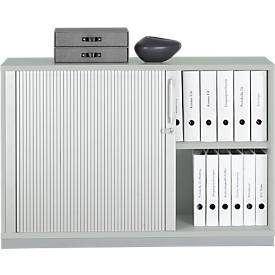 Querrollladenschrank Tetris Wood, 2 OH, abschliessbar, mit Sockel, B 1200 x T 421 x H 800 mm, lichtgrau
