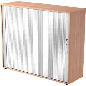 Hammerbacher Rollladenschrank Matrix Walnuss, Silber 1.200 x 400 x 1.100 mm