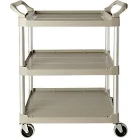 Servicewagen Rubbermaid Utility Cart, 3 Etagen, bis 90 kg, offene Ausführung, platin