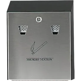Wandascher Rubbermaid® Smokers Station®, für den Aussenbereich, Volumen 3,1 l, abschliessbar, B 254 x T 76 x H 317 mm, Stahl feuerverzinkt, silber