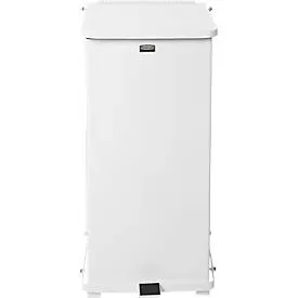 Tretabfalleimer Rubbermaid® Defenders®, rechteckig, Volumen 49 l, selbstschliessender Deckel, Stahl verzinkt, weiss