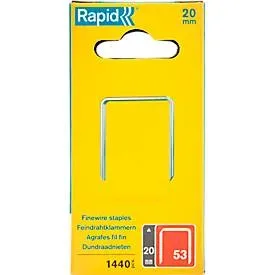 Rapid Feindrahtklammern Typ 53, 20 mm Schenkellänge, galvanisiert, Präzisionsschnitt, 1440 Stück