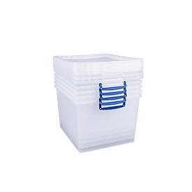 Really Useful Boxes Aufbewahrungsboxen, transparent, mit Deckel, 33,5L, 5 Stück