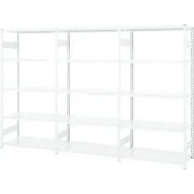 Regalkombination ORDO Professional, 1 Grundregal + 2 Anbauregale, 15 Böden, modular,  Fachlast 140 kg, Feldlast 1200 kgB 3080 x T 835 x H 2000 mm, verkehrsweiss