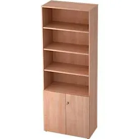 Regalschrank TOPAS LINE, 4 OH Regal/2 OH Türen, Nussbaum/Nussbaum