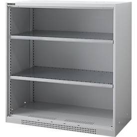 Regalschrank FS, Stahlblech, mit Belüftungslöchern, B 1055 x T 520 x H 1105 mm, 3 OH, Weissaluminium, bis 300 kg