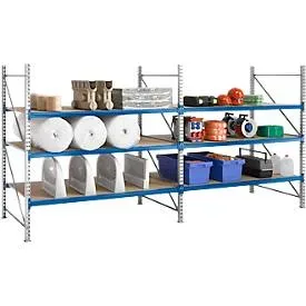 Regalsystem WR 600, Grundfeld, Traverse verzinkt, mit 2 Ebenen, 2200 x 2200 x 1050 mm