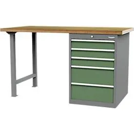 Reihenwerkbank Bedrunka+Hirth, Buche-Multiplex-Arbeitsplatte, 3 x Schub schmal & 2 x Schub breit, abschliessbar, bis 1000 kg, B 1500 x T 750 x H 859 mm