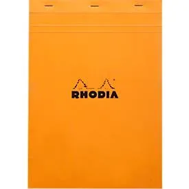 Rhodia Block No.18, 80 Blatt, DIN A4, 80 g/m², Kartoneinband, geheftet, Velinpapier, PEFC®-zertifiziert, kariert, orange