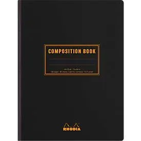 Rhodia Composition Book Notizheft, 80 Blatt, DIN B5, 80g/m², Fadengebunden, liniert, mit Rand, schwarz
