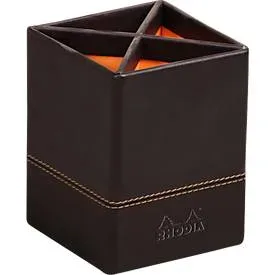 Rhodia Stifteköcher, Kunstleder, 4 Fächer, 80 x 80 x 110 mm, schwarz