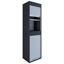 Rolladenschrank Aktos XL, 4 Ordnerhöhen, abschliessbar, Bügelgriff, B 500 x T 400 x H 1860 mm, Holz, schwarz