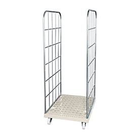 Rollbox, 2-seitig, Kunststoffbodenplatte, 724 x 815 x 1850 mm, grau (RAL 7032)