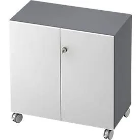 Rollenschrank TOPAS LINE, 2 Ordnerhöhen, Türen abschliessbar, graphit/weiss