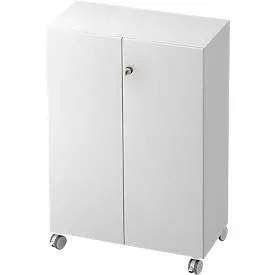Rollenschrank TOPAS LINE, 3 Ordnerhöhen, Türen abschliessbar, weiss/weiss