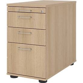 Standcontainer Office Braun Holz/Metall 42.8 cm 76 cm 80 cm - Farbe: eiche - Material: Holzwerkstoff - Standcontainer