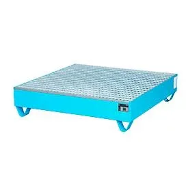 Stahl-Auffangwanne mit Gitterrost, 1200 x 1200 mm, blau RAL 5012