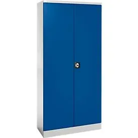 Stahlschrank, Zylinderschloss, B 916 x T 422 x H 1950 mm, lichtgrau RAL 7035/enzianblau RAL 5010
