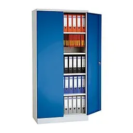 Stahlschrank, H 1950 x B 920 x T 500 mm, lichtgrau/enzianblau